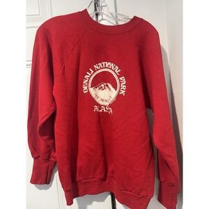 Vintage Denali National Park Mt. McKinley Alaska Red Sweatshirt Womens L
